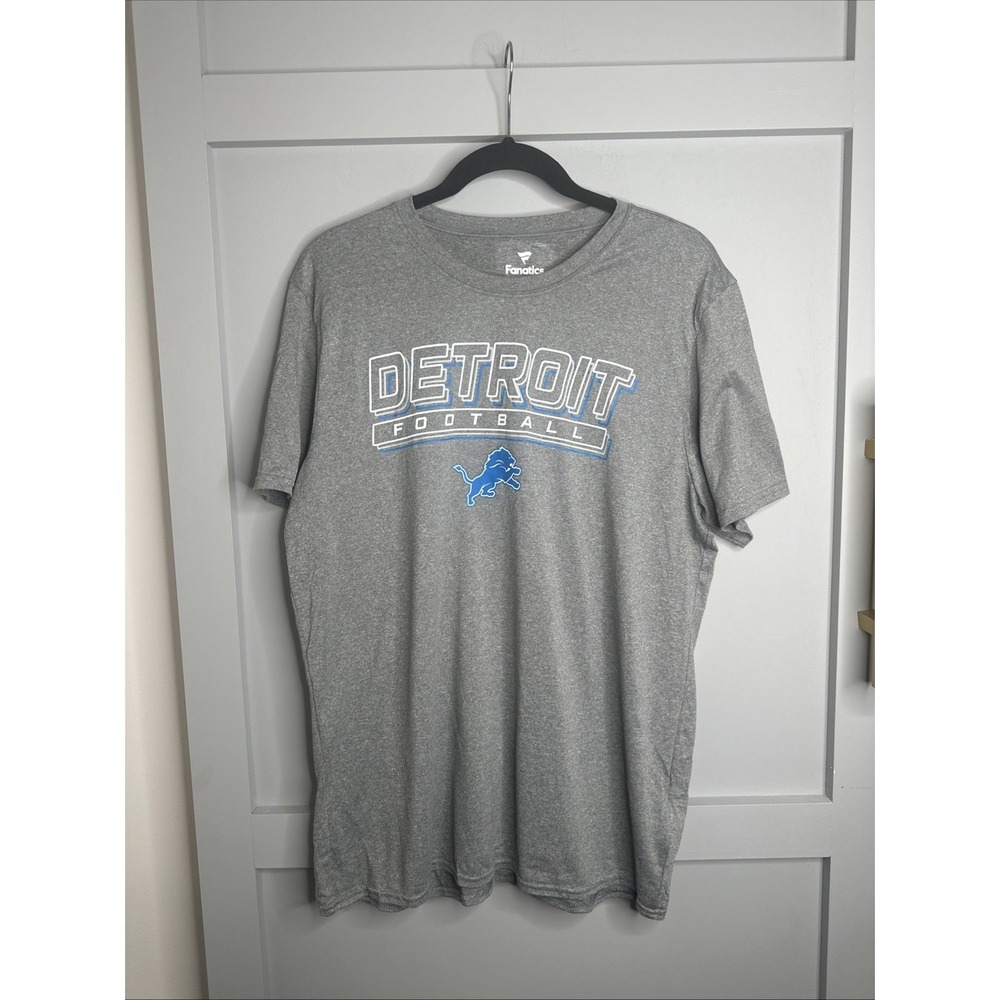 Detroit Lions Football NFL Men's Crew Neck T-Shirt‎ Gray Large Fanatics Size L